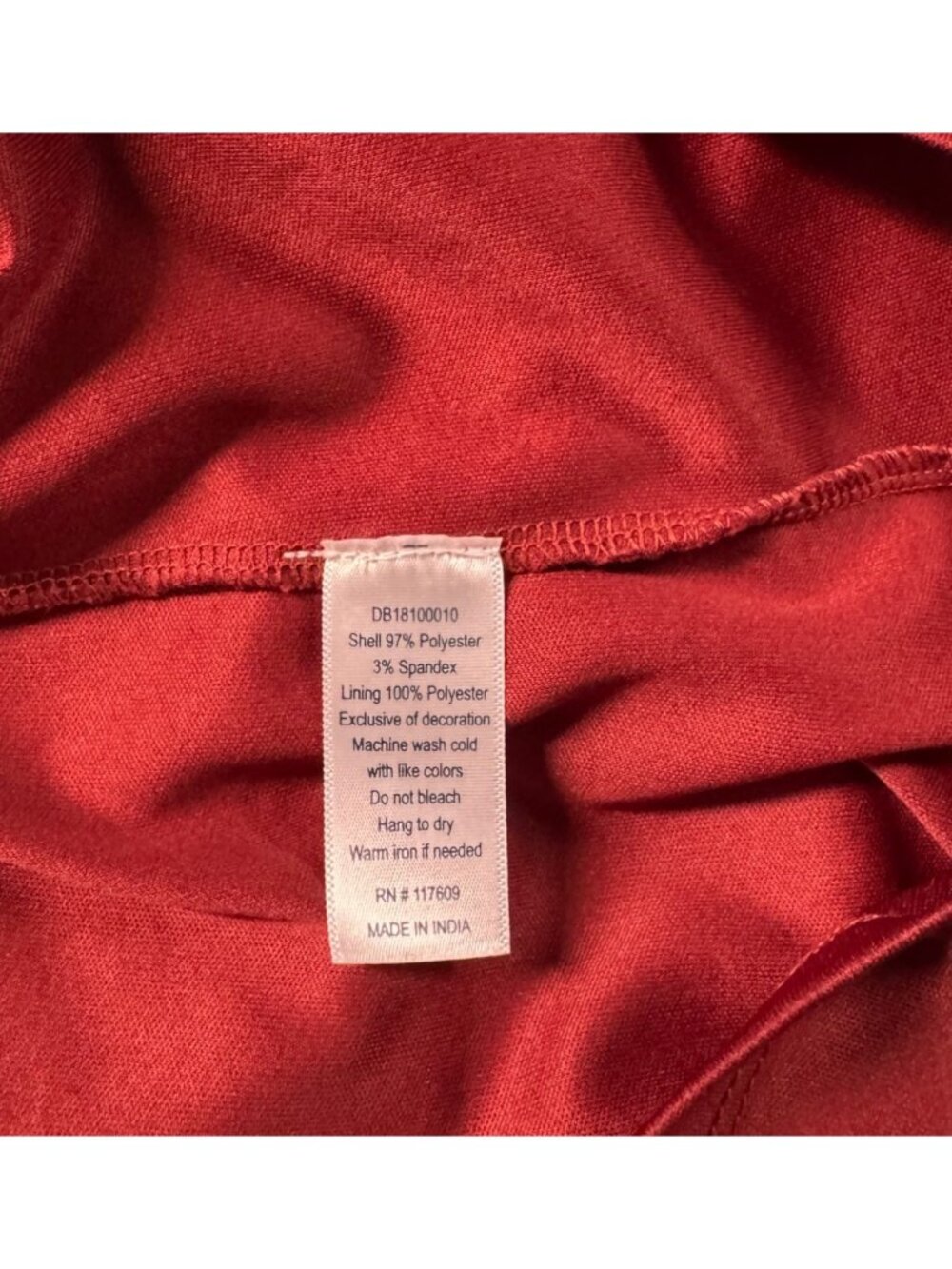 Downeast Womens Red Textured Short Sleeve Shift Dress With V-Neck & Pocket LARGE - Picture 10 of 10